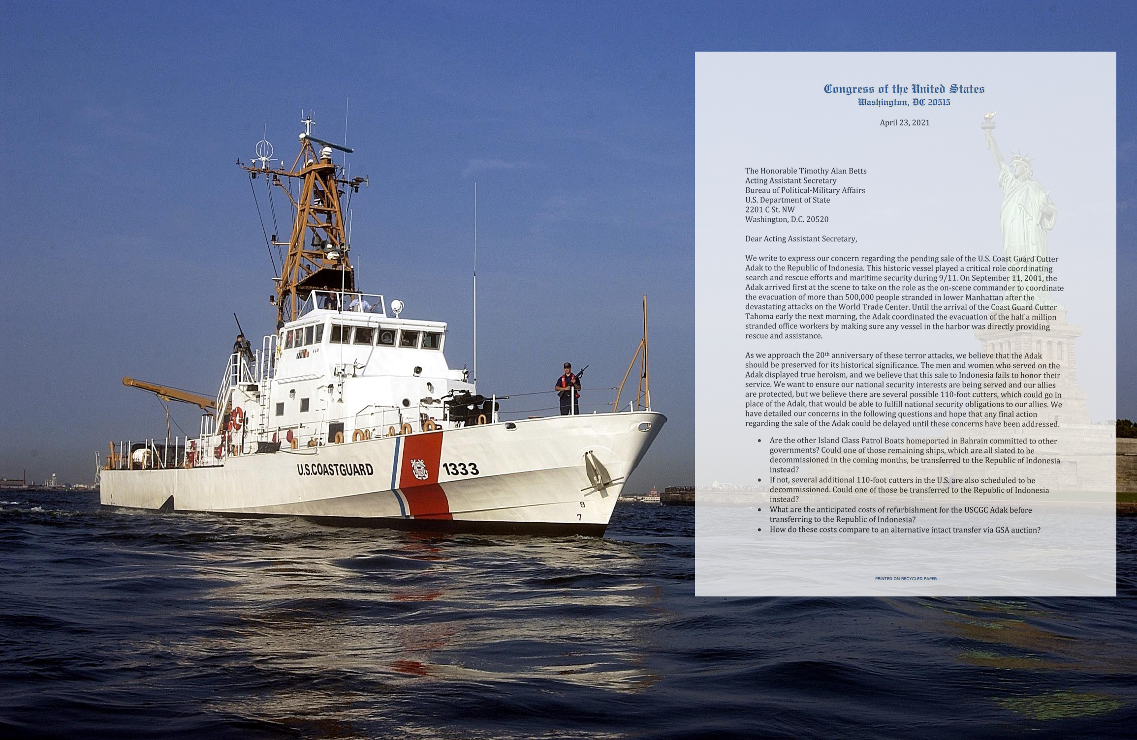 Congress take steps to help non-profit save historic Coast Guard Cutter, 9/11 artifact
